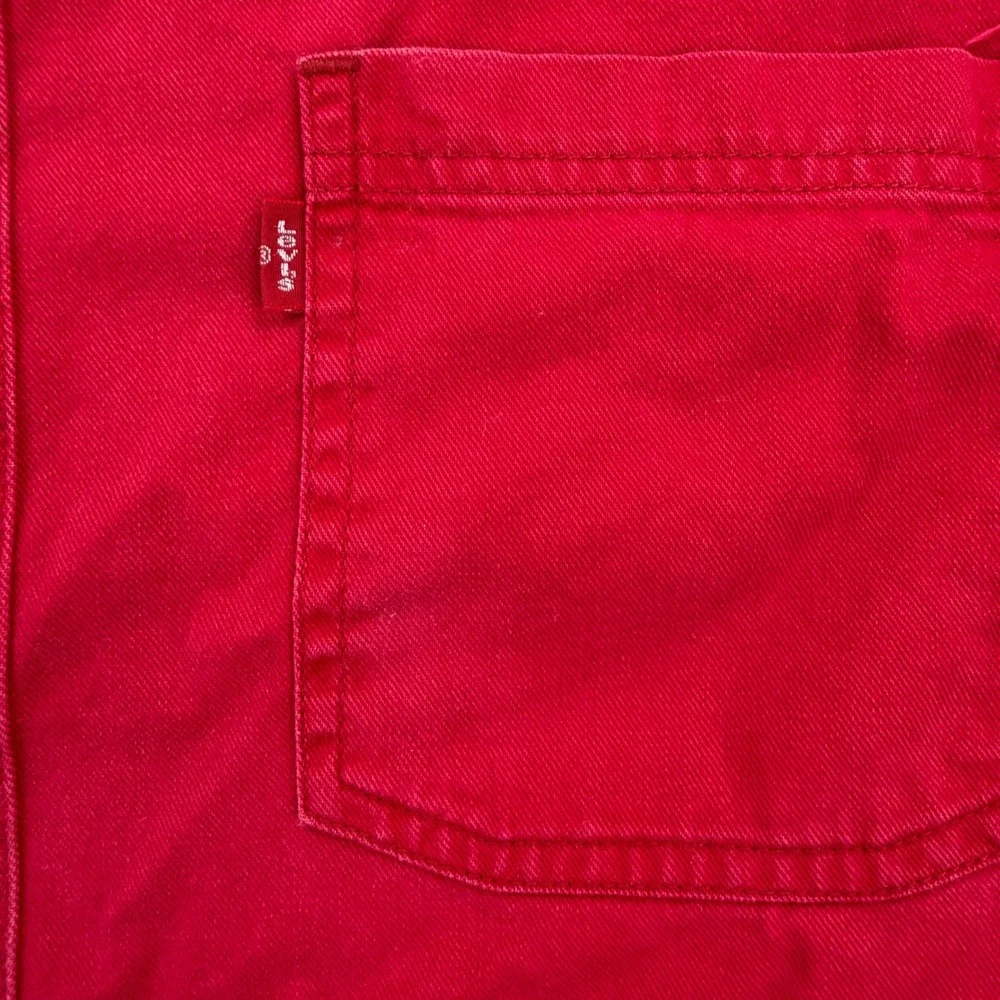 Levis Mens Red Cotton Twill Button Down Shirt Long Sleeve Workwear Large